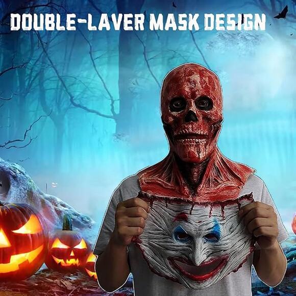 Scary Joker Mask Adult Horror Halloween Moving Jaw Creepy Cosplay Face Prop - Picture 5 of 6